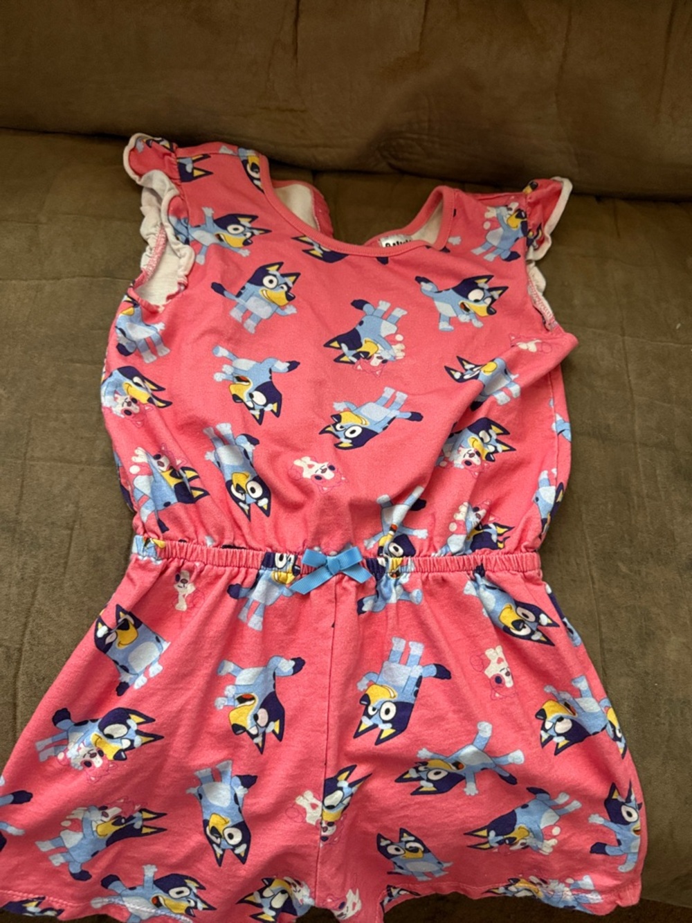 Pink Bluey Print Girls' Sleeveless Romper